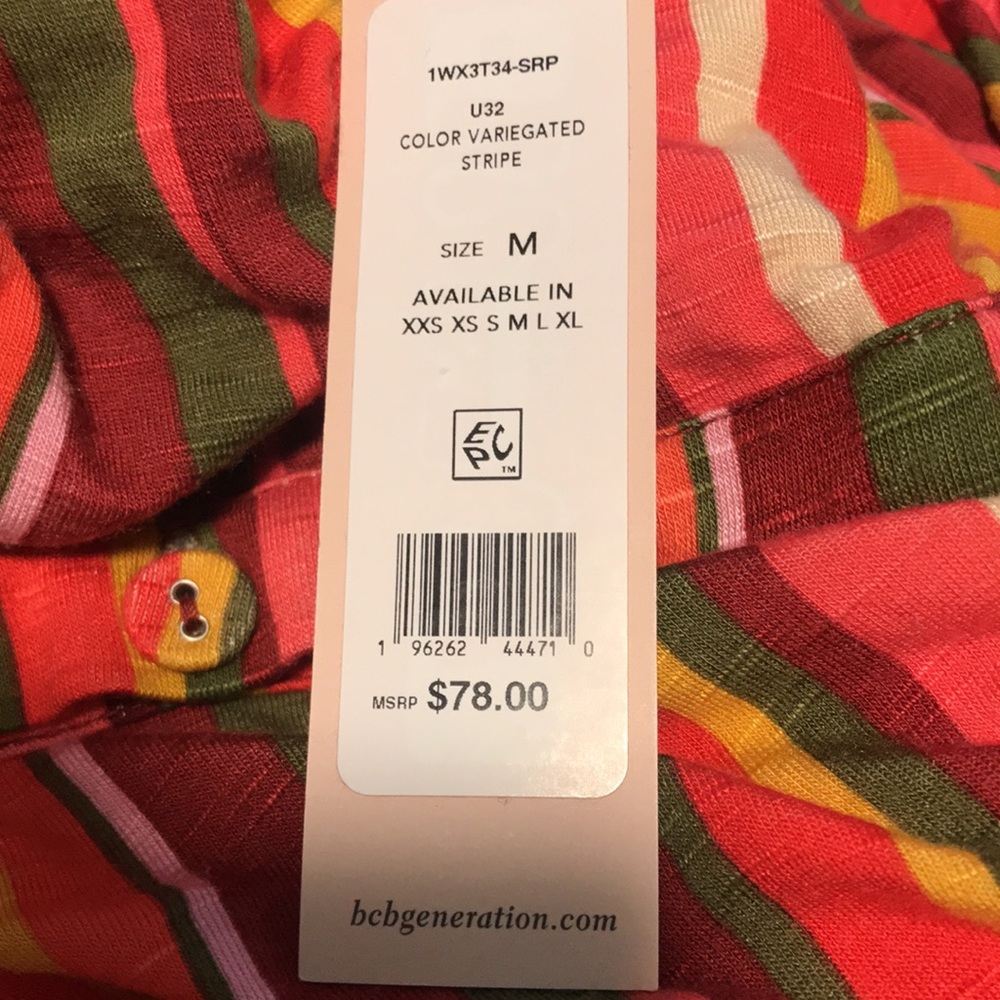NEW BCBGeneration Striped Multicolor Button-Up‎ Top - Picture 10 of 10